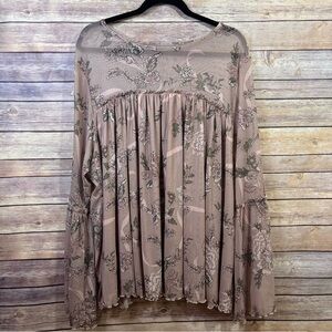 Torrid Women's Sheer Floral Bell Sleeve Top Pink Size 3X